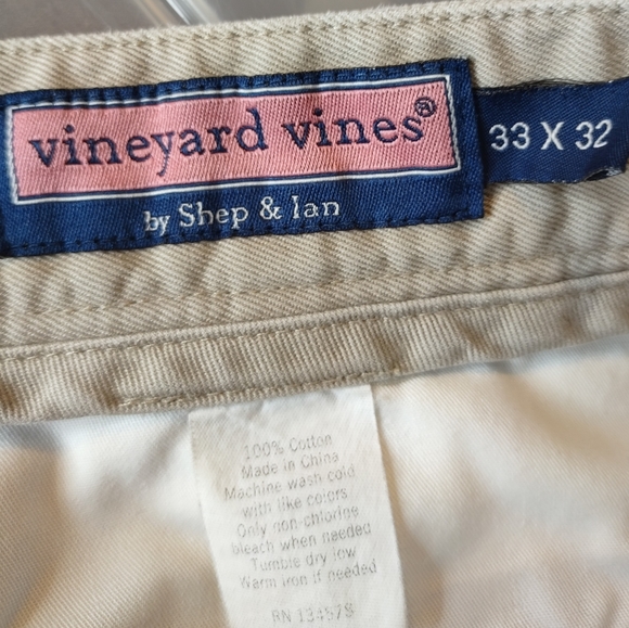 VINEYARD VINES Men's 33x32 Club Pant Chino Flat Front Khaki Cotton Pants - Picture 8 of 8